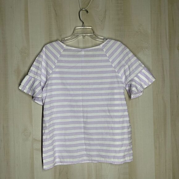 Southern Tide lavendar purple and white striped short ruffle sleeve top, medium - Picture 11 of 14